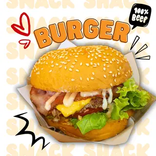 Hình ảnh Burger Bò Phô Mai Thịt Xông Khói