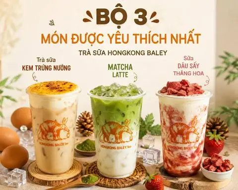 Hình ảnh 1 TS HongKong KTN + 1 Matcha Latte + 1 Sữa Dâu Sấy - Tặng 1 HongKong size L