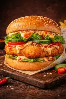 Hình ảnh Burger cá giòn cay 