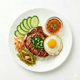 Hình ảnh Cơm tấm sườn + trứng ốp la