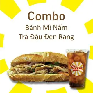 Hình ảnh Combo Bánh Mì Nấm Chay + Trà Đậu Đen Rang