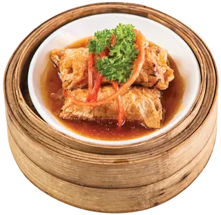 Hình ảnh Tàu hũ ky cuộn tâm thịt sốt dầu hào