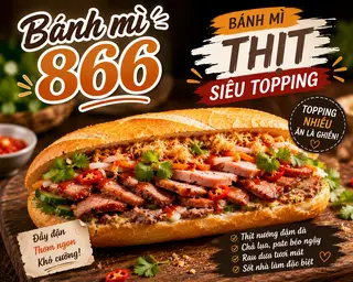 Hình ảnh bánh mì thịt 866 siêu topping