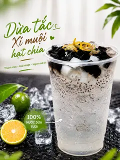Hình ảnh Nước dừa tắc hạt chia -size L 700ml[ MUA 3 LY BẤT KỲ ,TẶNG 1 BỊCH BÁNH TRÁNG]