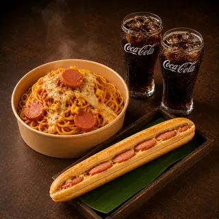 Hình ảnh Combo 2 Người: Mì Ý + Bánh Mì Que + 2 Coca