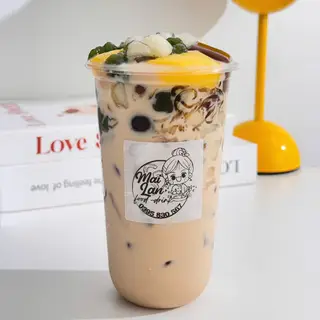 Hình ảnh Trà sữa olong nhài full topping nhà làm