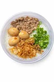Hình ảnh Cháo thịt bằm+trứng cút rim