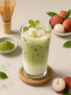 Hình ảnh matcha latte vải