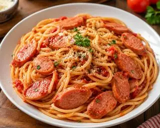 Hình ảnh Spaghetti sốt bò bằm&xúc xích