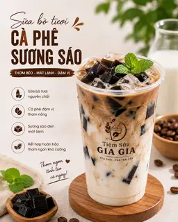 Hình ảnh Sữa Bò Tươi cà phê sương sáo 