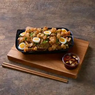 Hình ảnh Bánh tráng trộn mỡ hành trứng lòng dẻo tóp mỡ