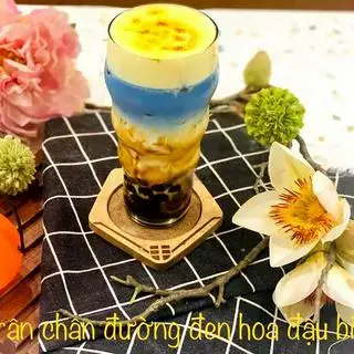 Hình ảnh Sữa tươi trân châu đường đen diệp hoa kem trứng nướng