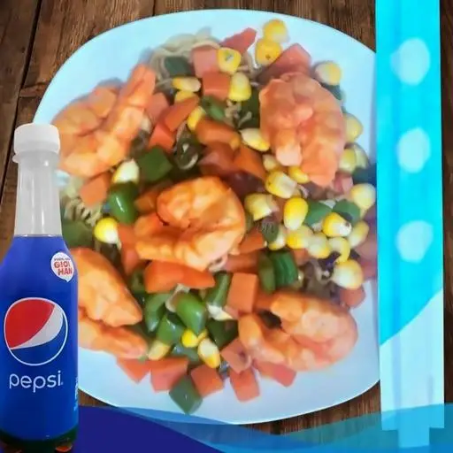 Hình ảnh Mì trộn tôm con - pepsi