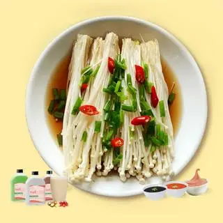 Hình ảnh Nấm kim châm hấp nước tương