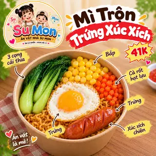 Hình ảnh Mì trộn trứng xúc xích
