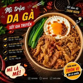 Hình ảnh Mì trộn da gà chiên giòn (trứng thêm + 5k)