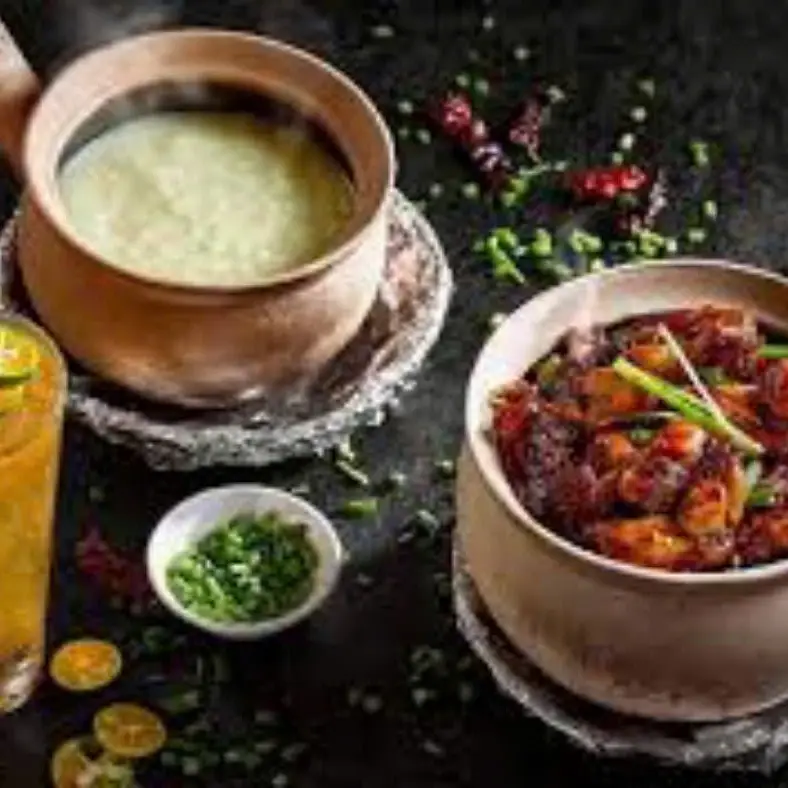 Hình ảnh Cháo lá dứa + ếch kho singapore