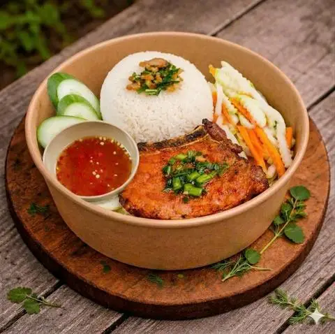 Hình ảnh Cơm tấm Sườn nướng than hồng