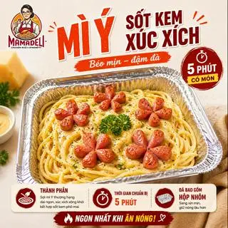 Hình ảnh Mỳ Ý Sốt Kem Xúc Xích Xông Khói