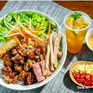 Hình ảnh bún thịt nướng đặc biệt +1ly trà tắt 