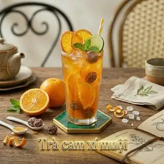 Hình ảnh Trà cam xí muội + Thạch giòn