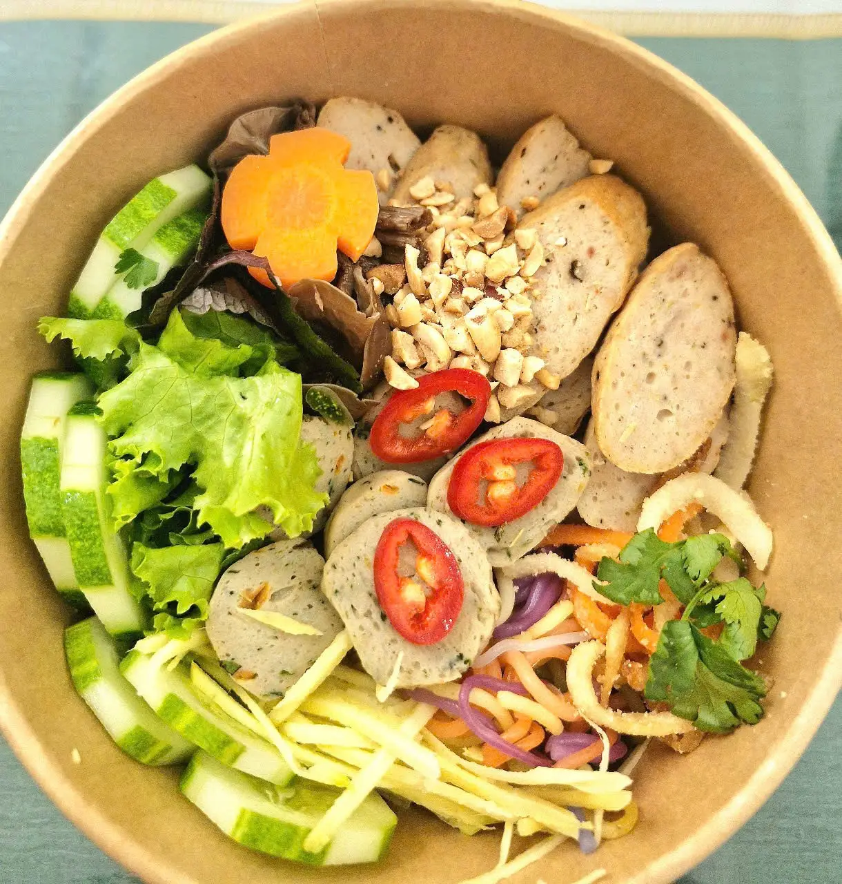 Hình ảnh Bún nem nướng thuần chay- thích hợp ăn kiêng healthy(tặng kèm 1 chai nước sâm)