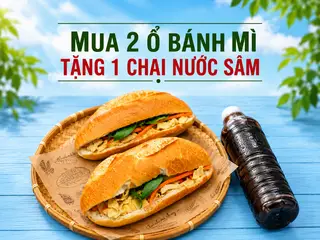Hình ảnh Combo 2 ổ bánh mì chay tặng 1 chai nước sâm