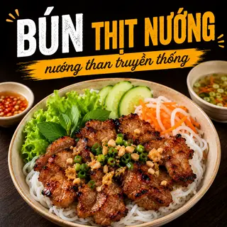Hình ảnh Bún xiên thịt nướng than truyền thống 