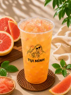 Hình ảnh Bưởi hồng kèm trân châu trắng + thạch dừa