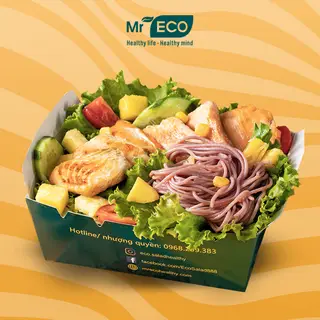 Hình ảnh Bún gạo lứt trộn cá hồi áp chảo