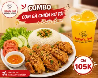 Hình ảnh CƠM GÀ CHIÊN BƠ TỎI + NƯỚC CAM