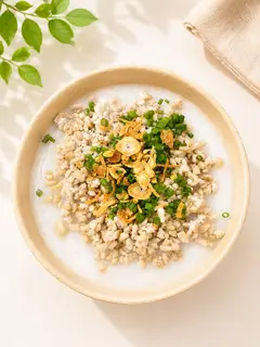 Hình ảnh Cháo thịt bằm hành phi