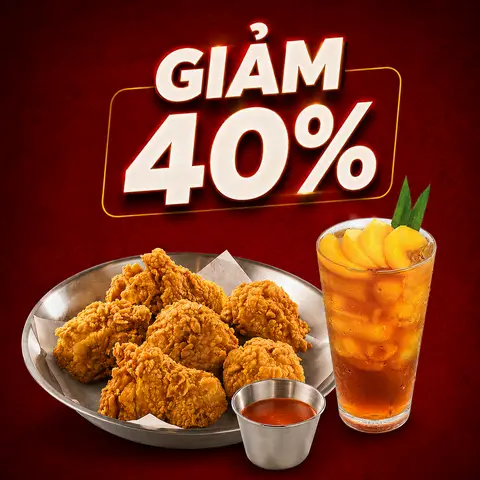 Hình ảnh Combo Gà rán Hàn Quốc + Trà đào Sasin size L