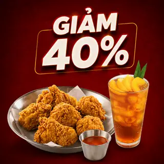 Hình ảnh Combo Gà rán Hàn Quốc + Trà đào Sasin size L