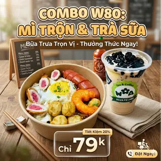 Hình ảnh Combo mì trộn full topping- trà sữa full topping 