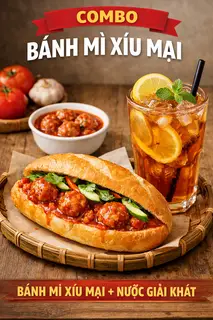 Hình ảnh Bánh Mì Xíu Mại [Chén] + Nước (Tự Chọn)