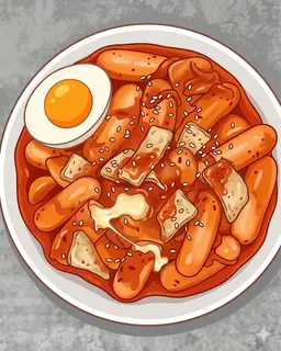 Hình ảnh Tokbokki nhân phô mai sốt Hàn Quốc