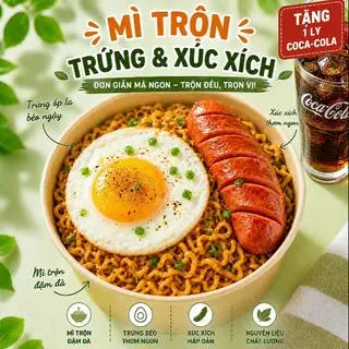 Hình ảnh mì trộn  xúc xích cá viên 