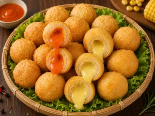 Hình ảnh Viên hải sản nhân sốt phô mai / trứng muối