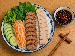 Hình ảnh Bún Nước Tương Nem Nướng & Chả lụa 