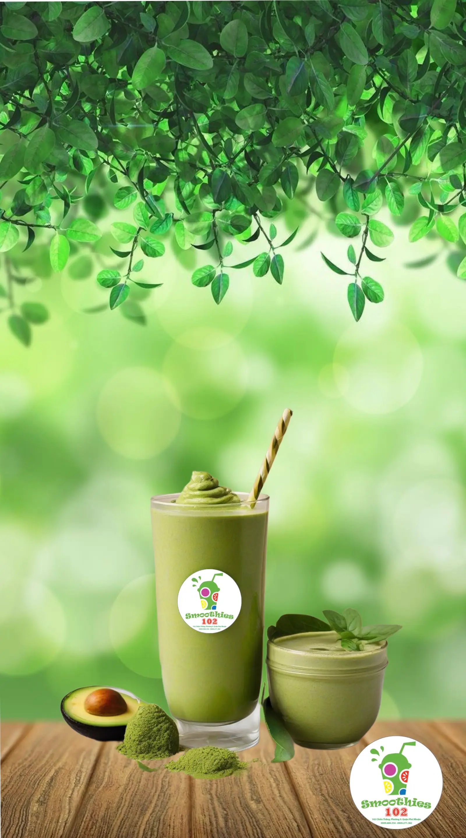 Hình ảnh Sinh tố Bơ trà xanh (Matcha)