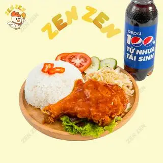 Hình ảnh Combo cơm gà sốt vị cay - nước ngọt