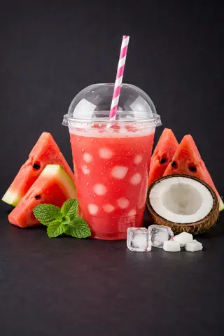 Hình ảnh nước ép dưa hấu mix cùi dừa non