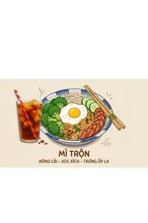 Hình ảnh Combo No 1: Mì trộn ốp la - xúc xích - 1 Coca/Sprite