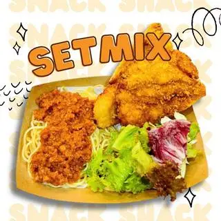 Hình ảnh Set 2: Mì Ý Bò Bằm mix Miếng Gà To mix Salad