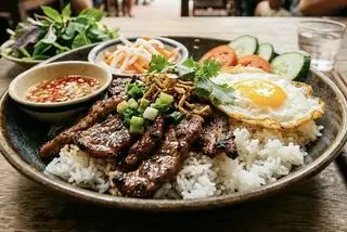 Hình ảnh Cơm tấm thịt bò nướng - ốp la
