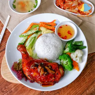 Hình ảnh Cơm đùi gà sốt chua ngọt