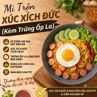 Hình ảnh Mì trộn xúc xích Đức - trứng ốp la