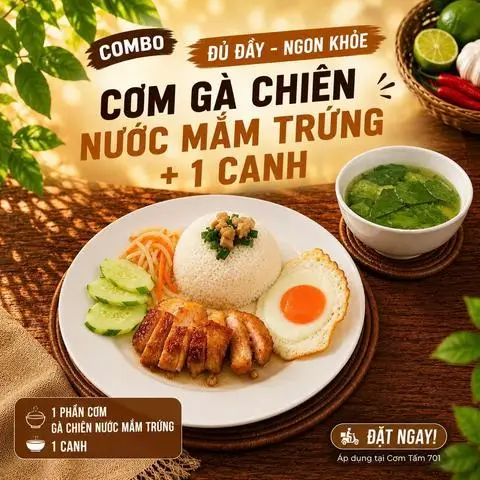 Hình ảnh Combo 3 Cơm Gà Chiên Nước Mắm Trứng + Canh