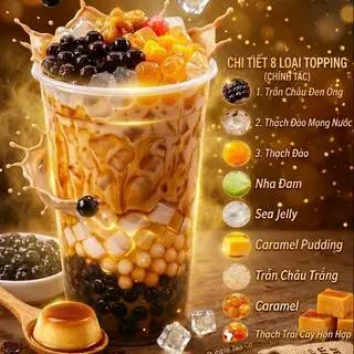 Hình ảnh Trà Sữa 700ml Full 8 Topping (Siêu Đã)